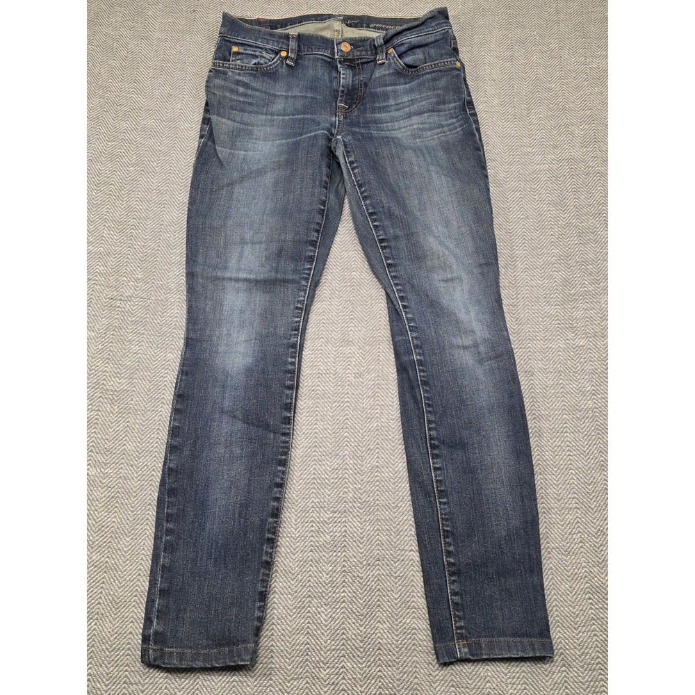 7 For All Mankind Gwenevere Skinny Jeans Dark Wash‎ Blue Size 27 Stretch Denim